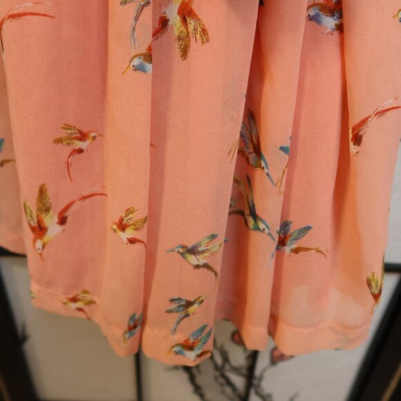 Pinkblush Floral Mini Dress - Peach and Blue Bird Pattern Maternity Dress - Picture 5 of 16